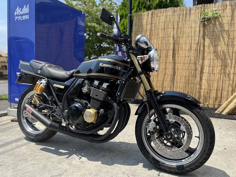 カワサキ ＺＲＸ４００−II　ＮＥＷペイントＢＬＡＣＫＧＯＬＤライン　マーシャルＢＥＥＴ　手曲げショートマフラー　２年車検 